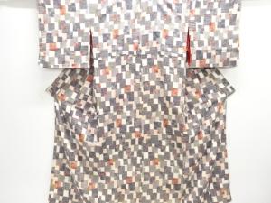 アンティーク　錦紗色紙に抽象模様着物